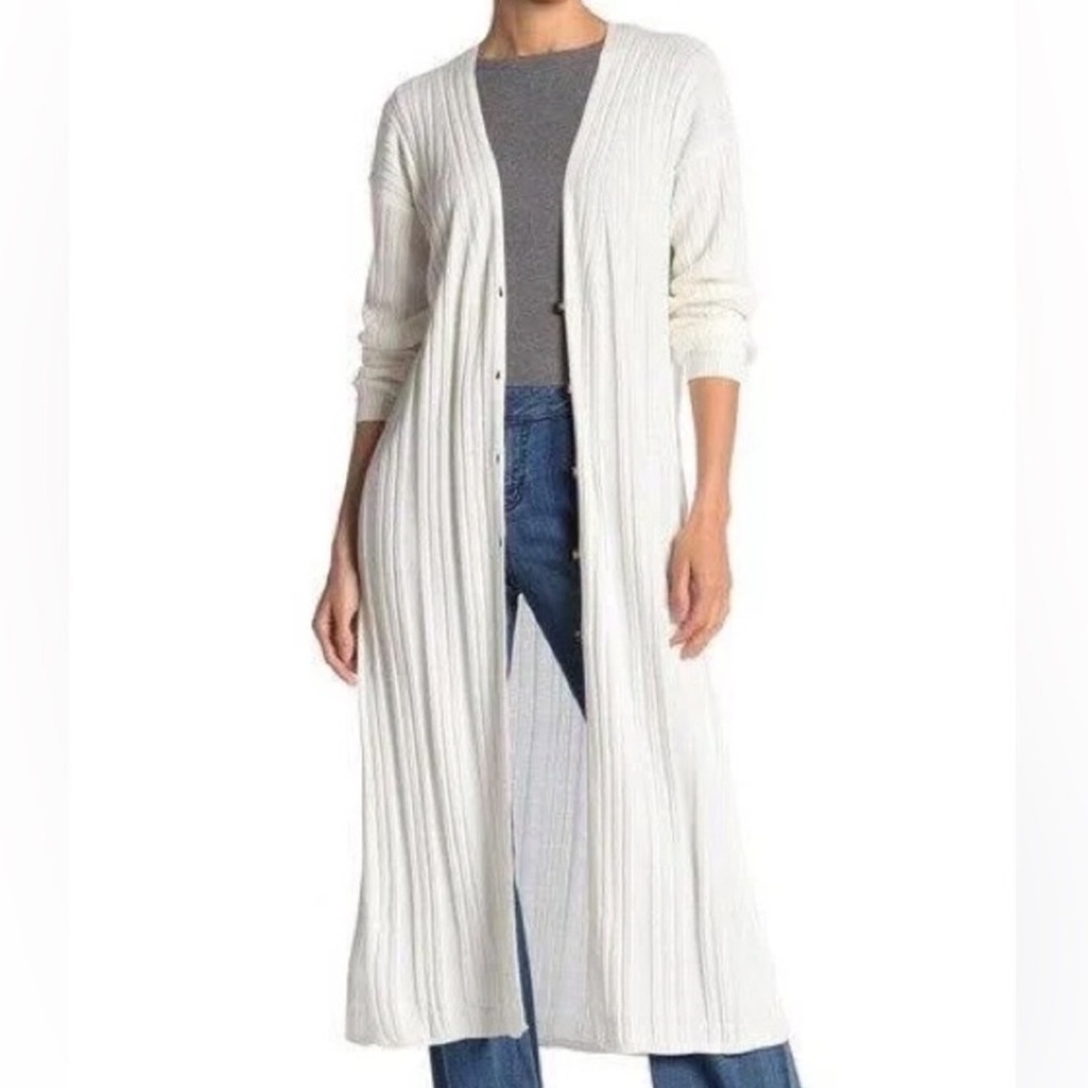 EUC Free People Ribbed Skinny Mini Duster in White size Small